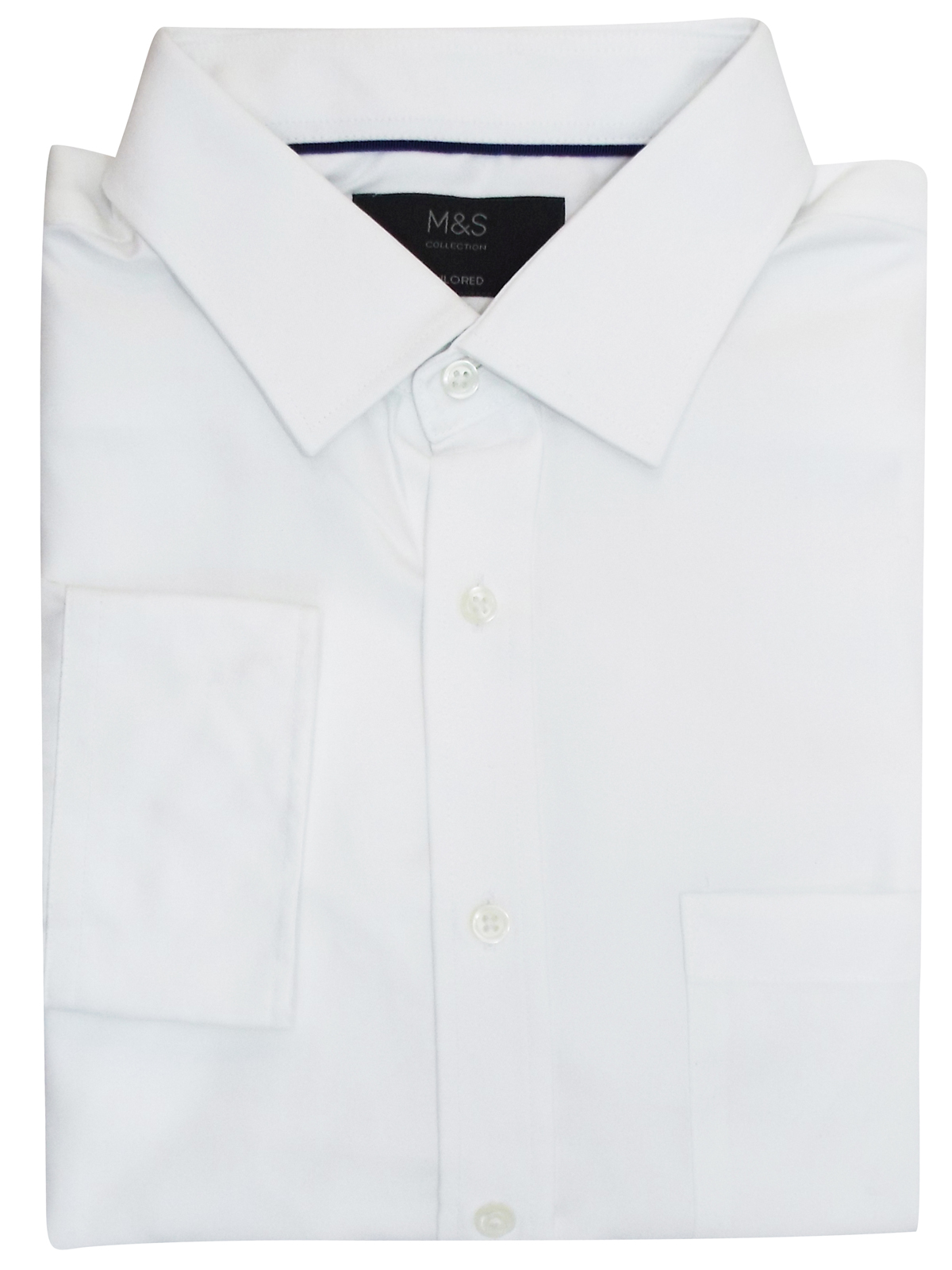 Marks and Spencer - - M&5 WHITE Mens Pure Cotton Tailored Fit Non Iron ...