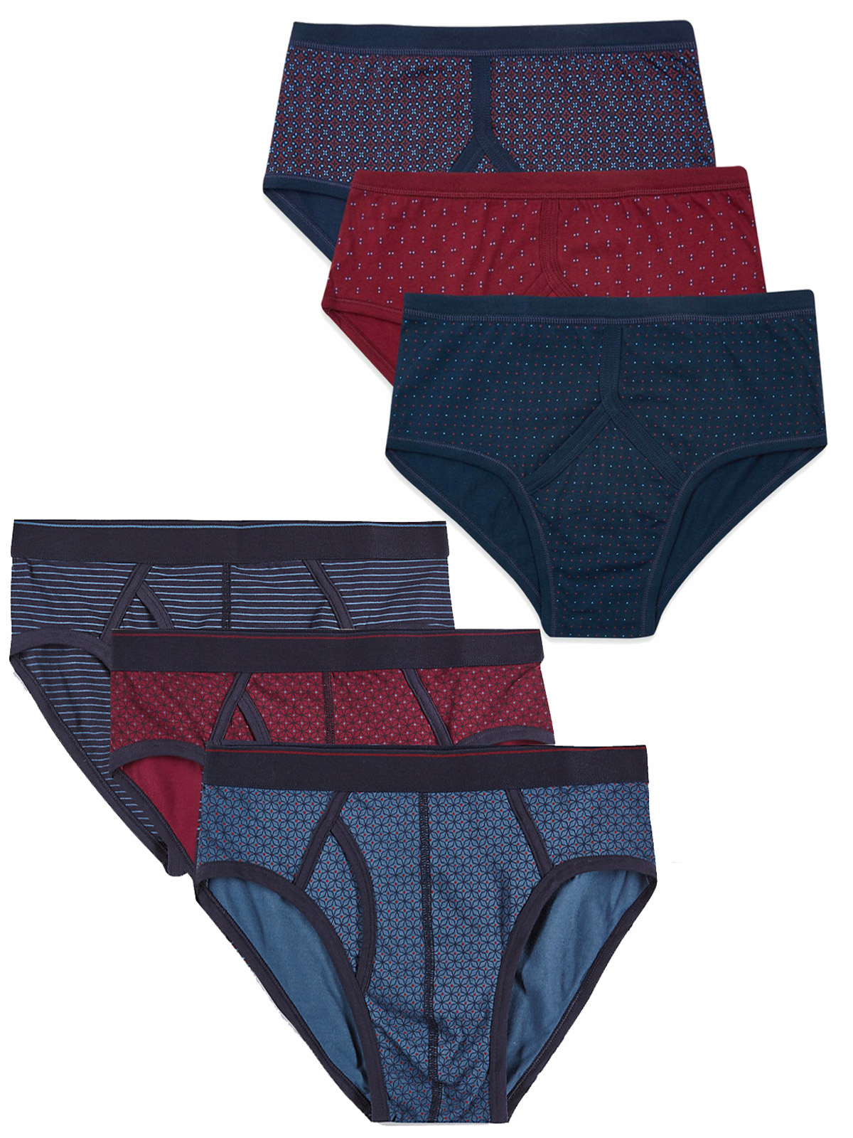 Marks and Spencer - - M&5 ASSORTED Mens Printed Cotton Briefs - Size XLarge