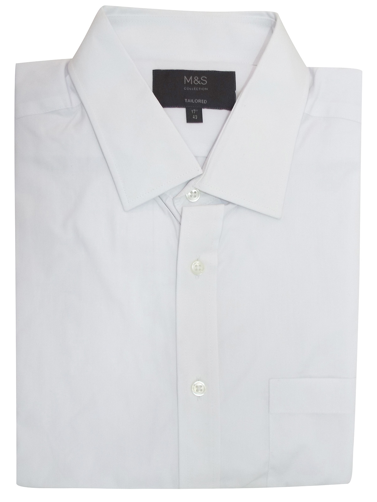 Marks and Spencer - - M&5 WHITE Pure Cotton Tailored Fit Long Sleeve ...