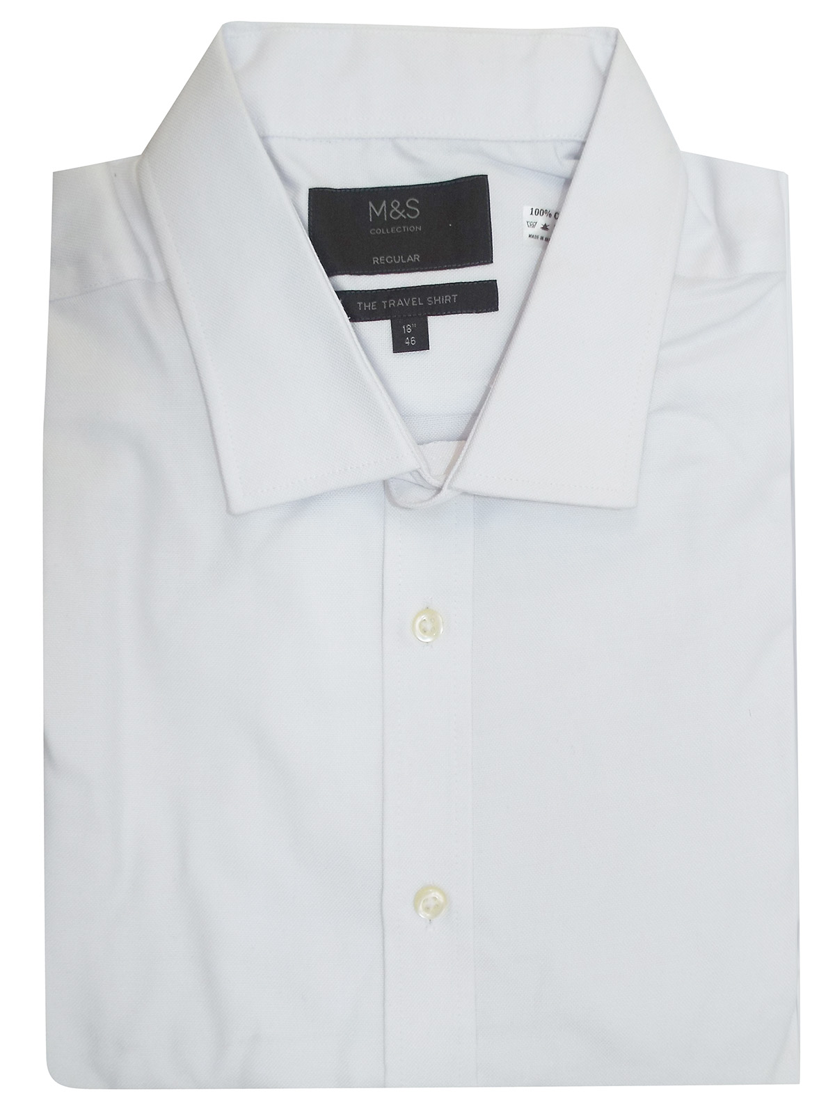 Marks and Spencer - - M&5 WHITE Pure Cotton Long Sleeve Shirt - Collar ...