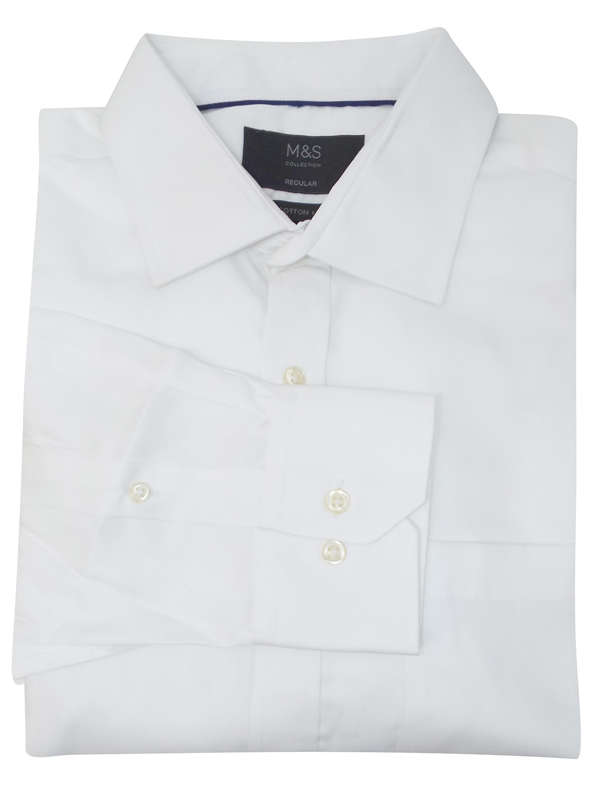 Marks and Spencer - - M&5 WHITE Pure Cotton Non-Iron Regular Fit Shirt ...