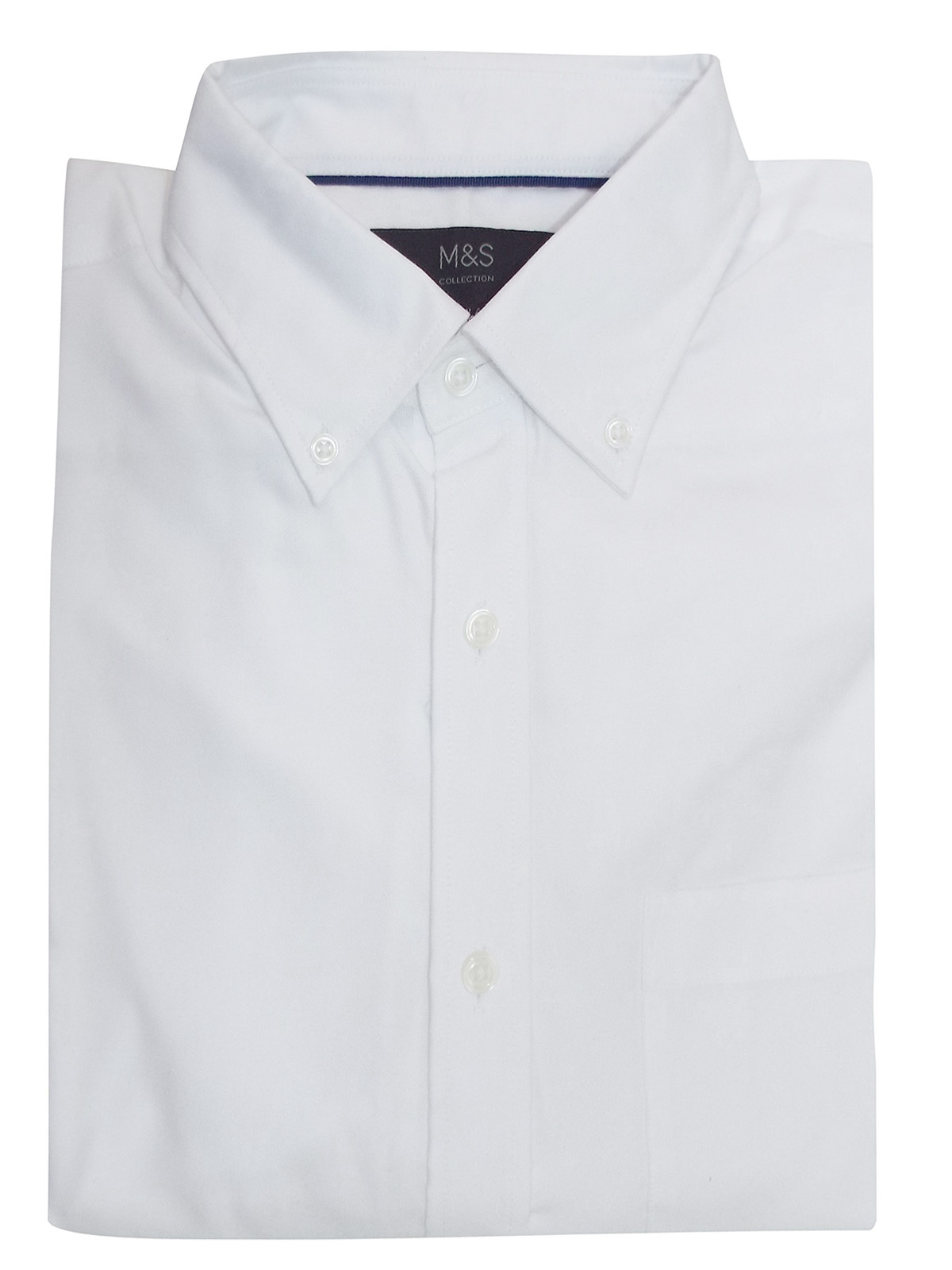 Marks and Spencer - - M&5 WHITE Pure Cotton Long Sleeve Shirt - Collar ...