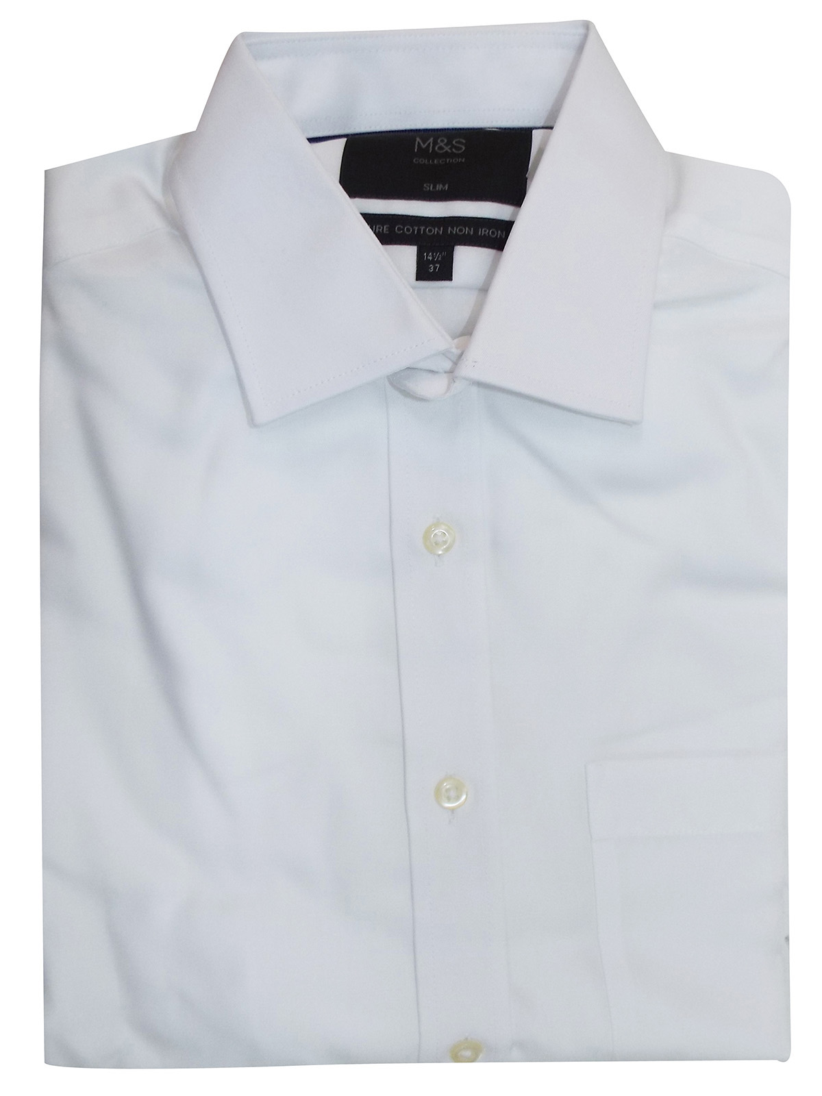 Marks and Spencer - - M&5 WHITE Pure Cotton Slim Fit Non-Iron Shirt ...
