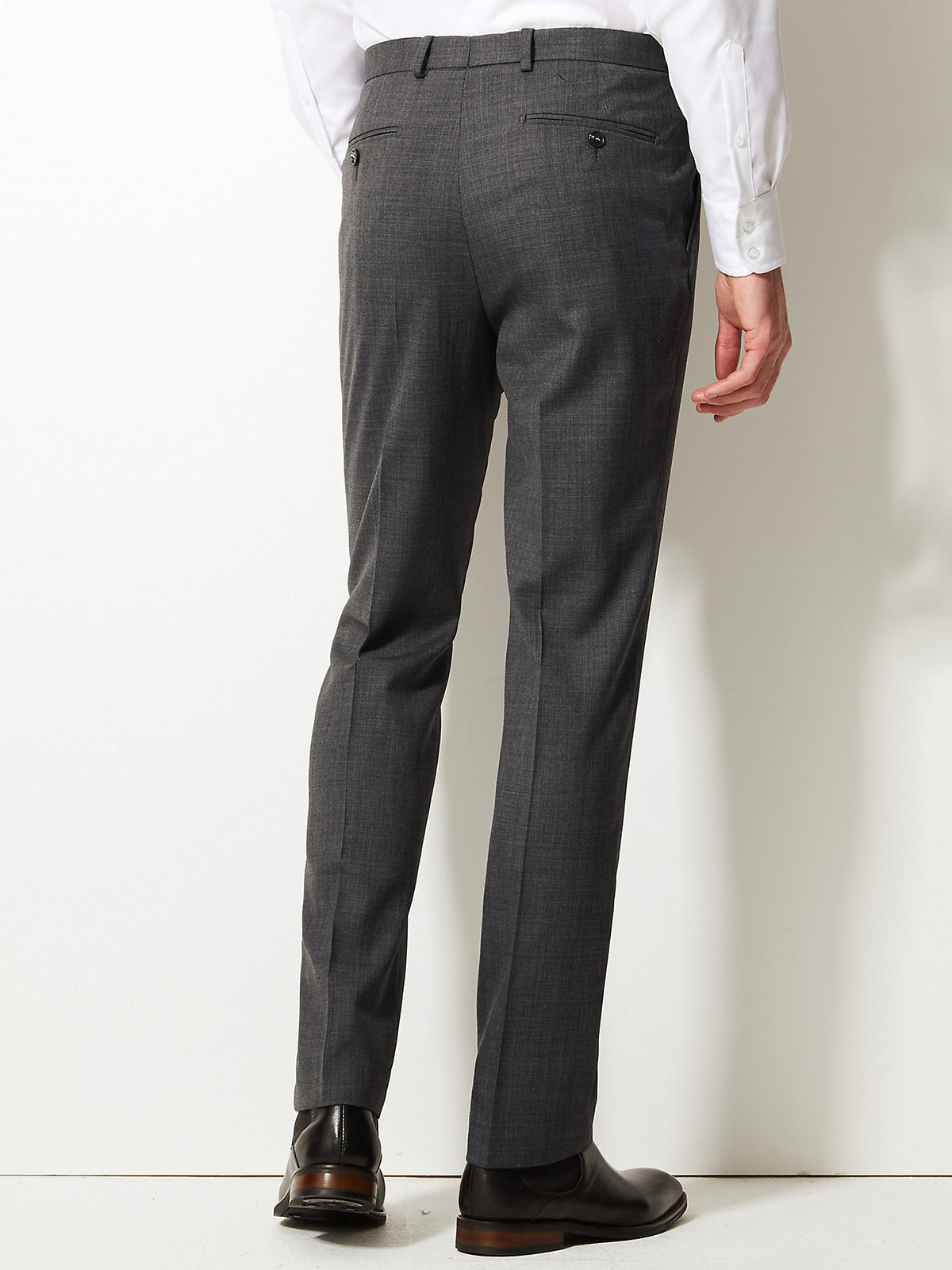 Marks and Spencer - - M&5 GREY Mens Tailored Wool Blend Single Pleat ...