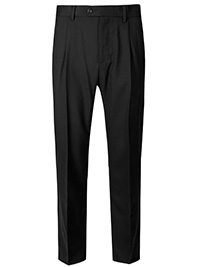 M&5 Mens BLACK Regular Fit Wool Rich Single Pleated Trousers - Waist Size 30 to 44 M&5 Mens BLACK Regular Fit Wool Rich Single Pleated Trousers - Waist Size 30 to 44
