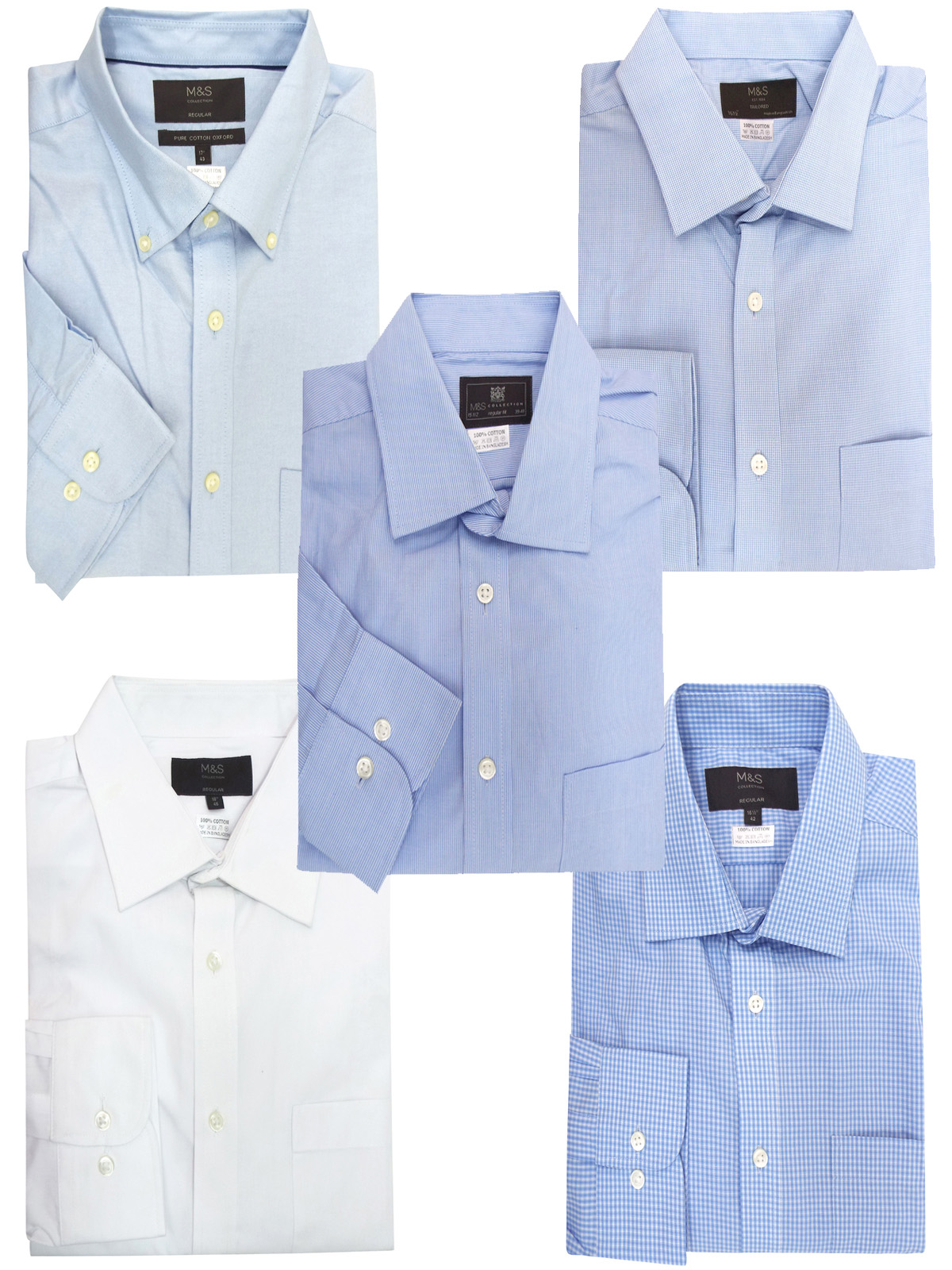 Marks and Spencer - - M&5 ASSORTED Long Sleeve Shirt - Collar Size 15.5 ...