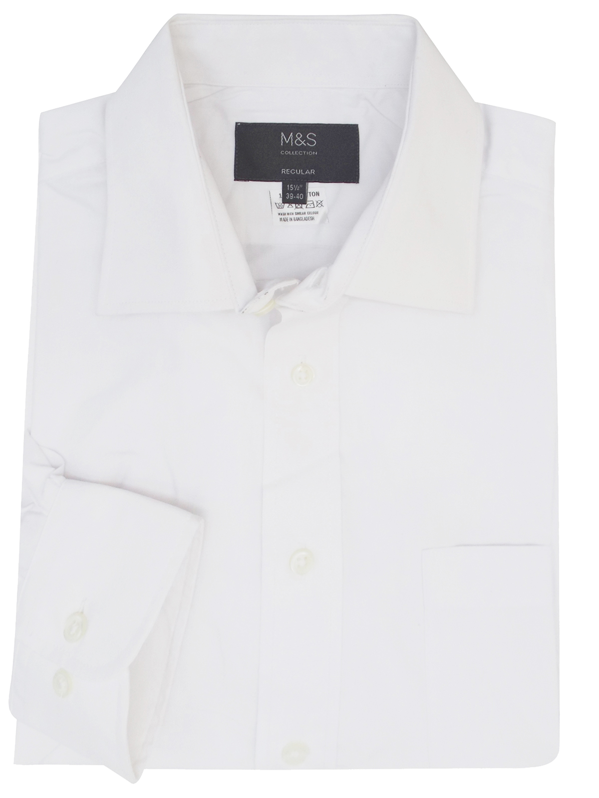 Marks and Spencer - - M&5 WHITE Pure Cotton Regular Fit Shirt - Collar ...