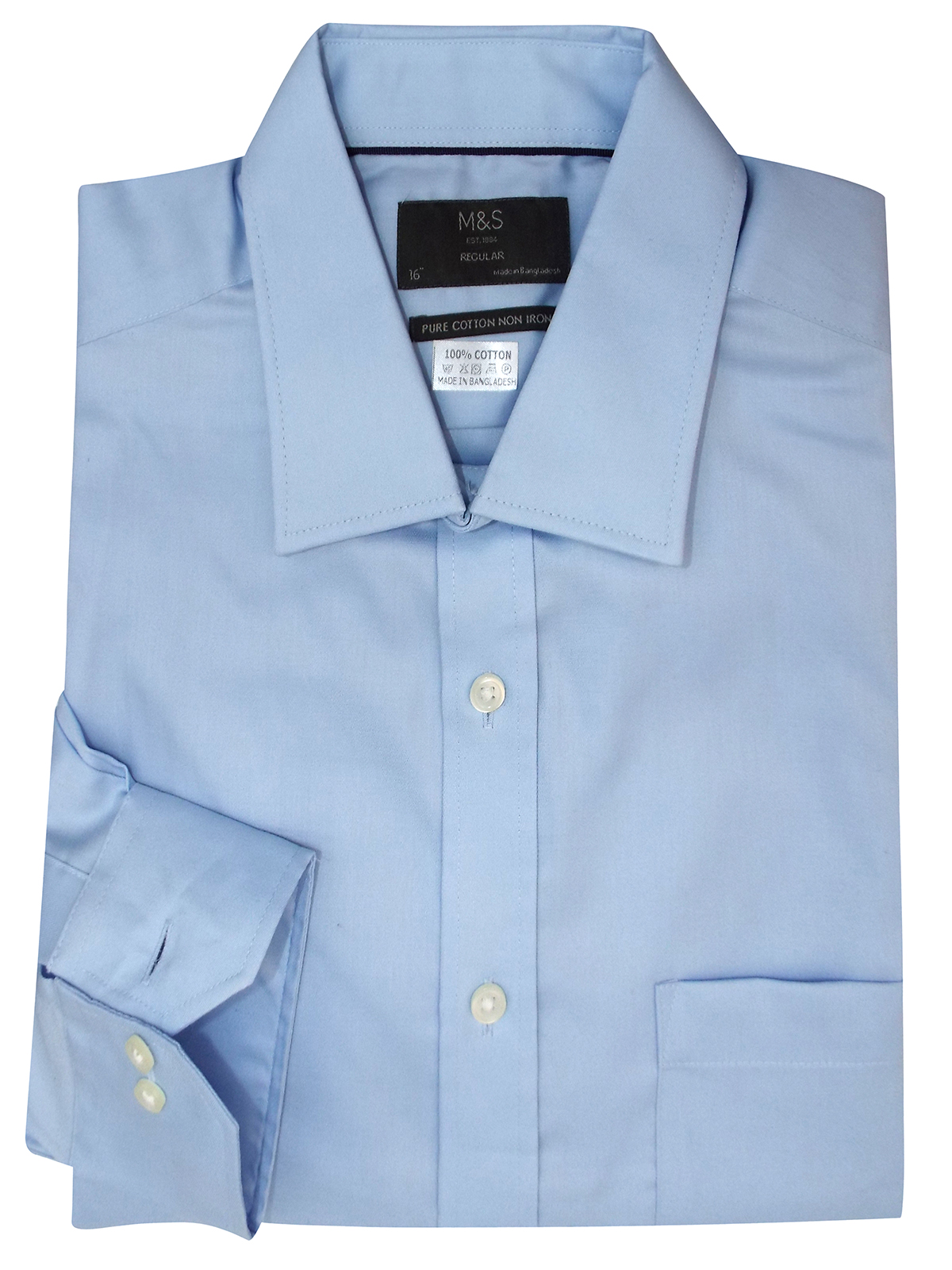 marks-and-spencer-m-5-blue-pure-cotton-regular-fit-non-iron-shirt