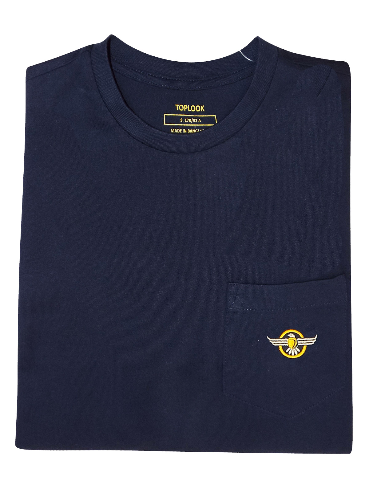 Top Look - - Top Look NAVY Pure Cotton Gold Embroidered Pocket Long ...