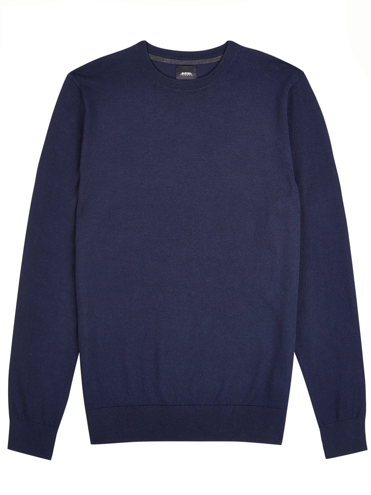 Burtons - - Burtons Mens NAVY Cotton Blend Crew Neck Jumper - Size S to 5XL