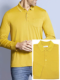 Bugatti MUSTARD Mens Cotton Blend Long Sleeve Polo Shirt - Size M to 4XL