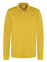 Bugatti MUSTARD Mens Cotton Blend Long Sleeve Polo Shirt - Size L to 3XL