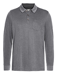 Bugatti GREY Mens Cotton Blend Long Sleeve Polo Shirt - Size M to 4XL