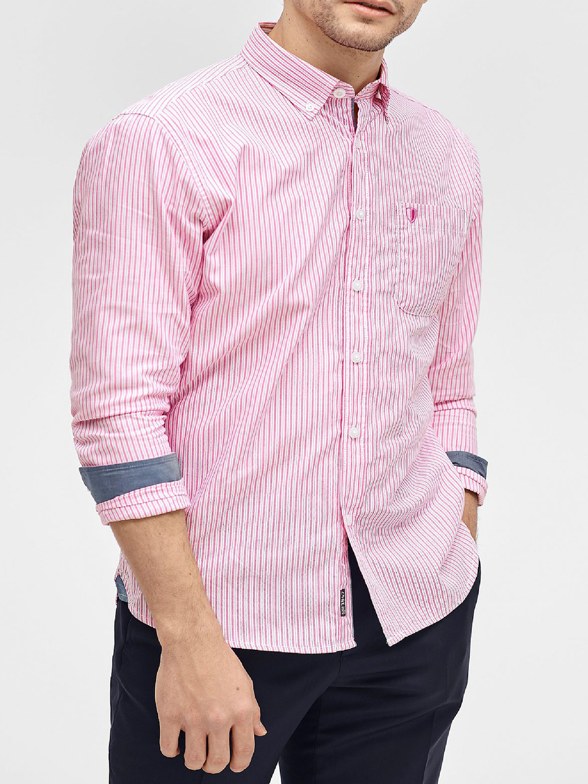 Ellos - - ELLOS PINK Mens Button Down Collar Striped Shirt - Plus Size ...