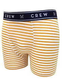 Crew Clothing Mens YELLOW Cotton Rich Branded Waist Striped Boxers - Size S to XL