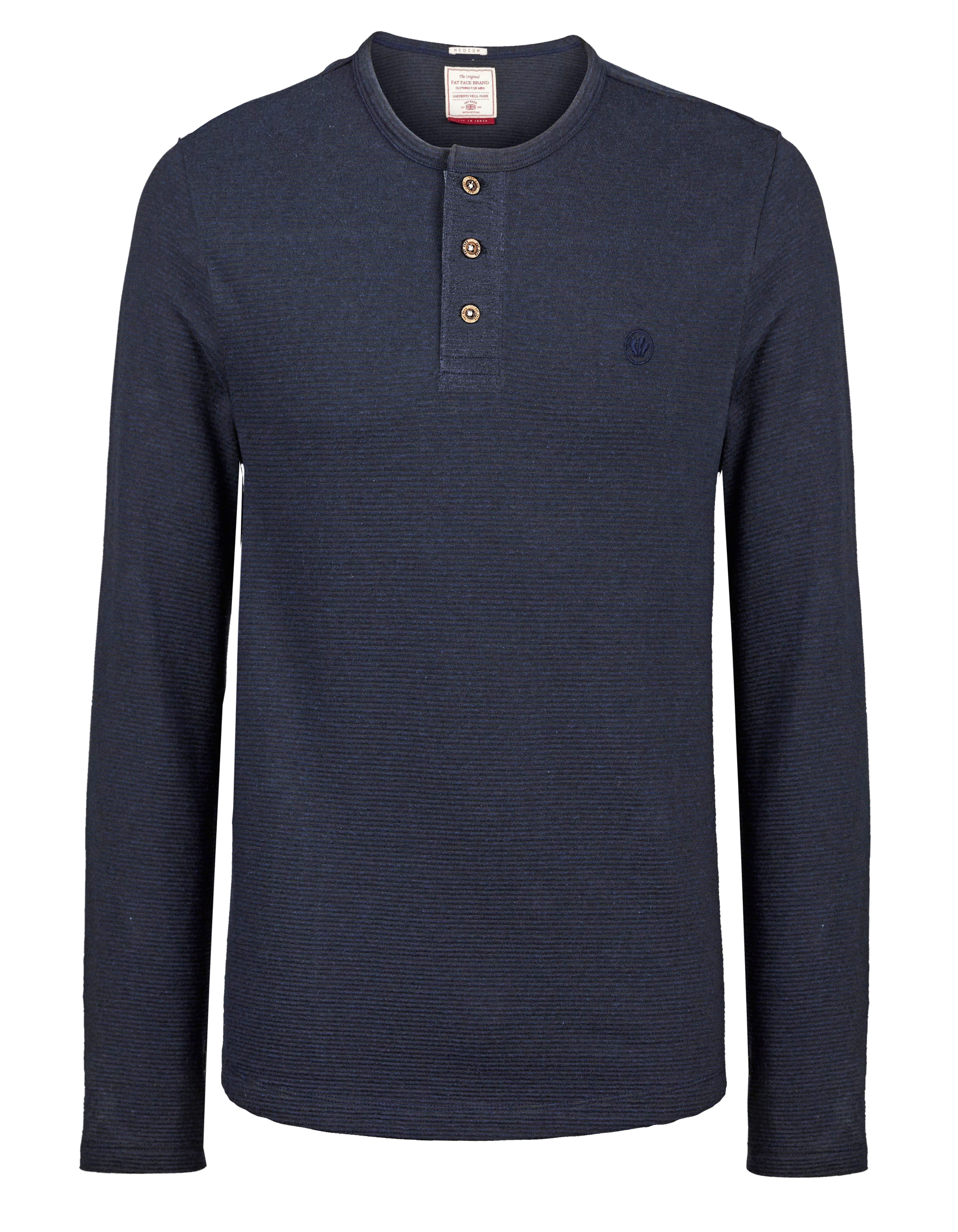 FAT FACE Fat Face DARKINK Mens Pure Cotton Textured Henley TShirt