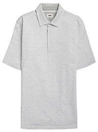 Big&Tall Mens Joseph Abboud WHITE GREY Stripe Soft Pima Cotton Polo Shirt - Size XXL