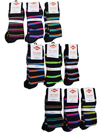 Lee Cooper Mens ASSORTED 2-Pack Cotton Multi Striped Socks