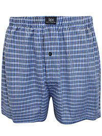 Big&Tall Mens BPC BLUE Cotton Checked Button Front Woven Boxers - Size 2XL to 5XL