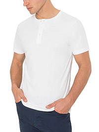 BPC WHITE Mens Pure Cotton Henley Neck T-Shirt - Size S to 4XL