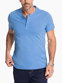 BPC BLUE Mens Pure Cotton Henley Neck T-Shirt - Size L to 4XL