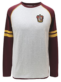 GREY/RED Mens Harry Potter Gryffindor House Long Sleeve T-Shirt - Size XS to XXL