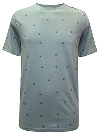 GREEN Mens Combed Cotton Leaf Print T-Shirt - Size XXS to XXL