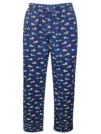 FF NAVY Mens Festive Transport Pyjama Trousers - Size XS to 3XL