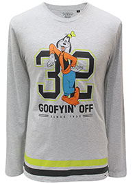 GREY Mens Cotton 'Goofyin' Off' Goofy Long Sleeve T-Shirt - Size M to XXL