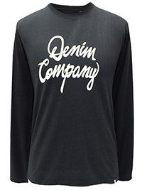 BLACK Mens Long Sleeve 'Denim Company' T-Shirt - Size XS to XXL