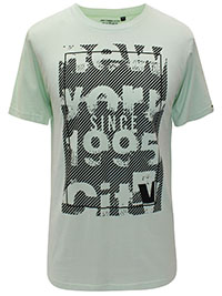 MINT-GREEN Mens Combed Cotton '1995' Placement Print T-Shirt - Size XXS to XL