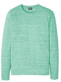 GREEN-MARL Mens Cotton Rich Long Sleeve T-Shirt - Plus Size XL to 3XL