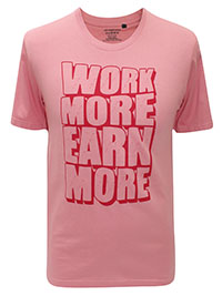 SALMON Mens 'Work More Earn More' Short Sleeve Cotton T-Shirt - Size S to L