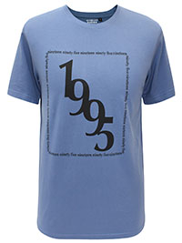 BLUE Mens '1995' Short Sleeve Cotton T-Shirt - Size XS to M