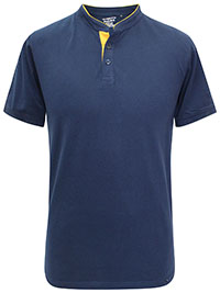 NAVY Mens Mandarin Collar Contrast Trim T-Shirt - Size M to XL