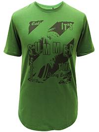 GREEN Mens 'Summertime' Curved Hem T-Shirt - Size XXS to XXL