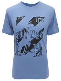 BLUE Mens 'Summertime' Short Sleeve T-Shirt - Size XS to XL