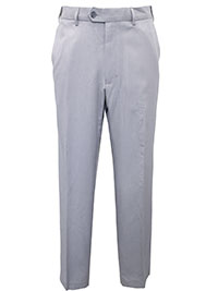 LIGHT-GREY Mens Wool Blend Active Waistband Flat Front Trousers - Waist Size 34 to 42