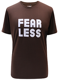 BROWN Mens Combed Cotton 'Fearless' Crew Neck T-Shirt - Size M to XL
