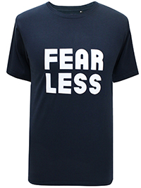 NAVY Mens Combed Cotton 'Fearless' Crew Neck T-Shirt - Size M to XL