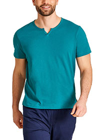 TEAL Mens Cotton Blend Notch Neck T-Shirt - Size M to XXL