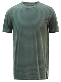 MoP Mens GREEN Organic Cotton Textured Stripe T-Shirt - Size M to L