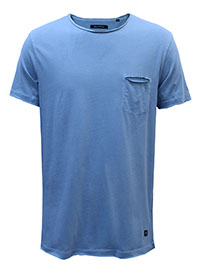 MoP Mens DUCK-EGG Pure Cotton Raw Trim Pocket T-Shirt - Size S to XXL