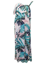 MATERNITY Motherhood PINK Palm Print Ruffle One Shoulder Maxi Dress - Size 8 to 18/20 (XS to XL)