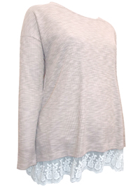 D.P3rkins MINK Ribbed Lace Trim Long Sleeve Maternity Top - Size 6 to 22 D.P3rkins MINK Ribbed Lace Trim Long Sleeve Maternity Top - Size 6 to 22