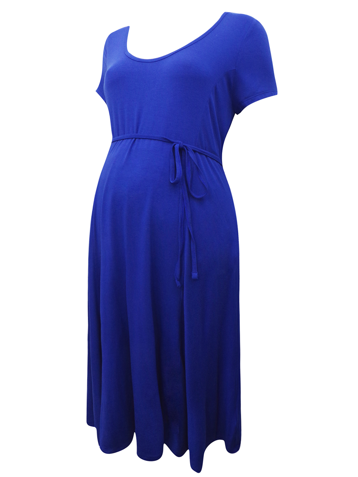 Motherhood - - Motherhood ROYAL-BLUE Short Sleeve Belted Maternity ...