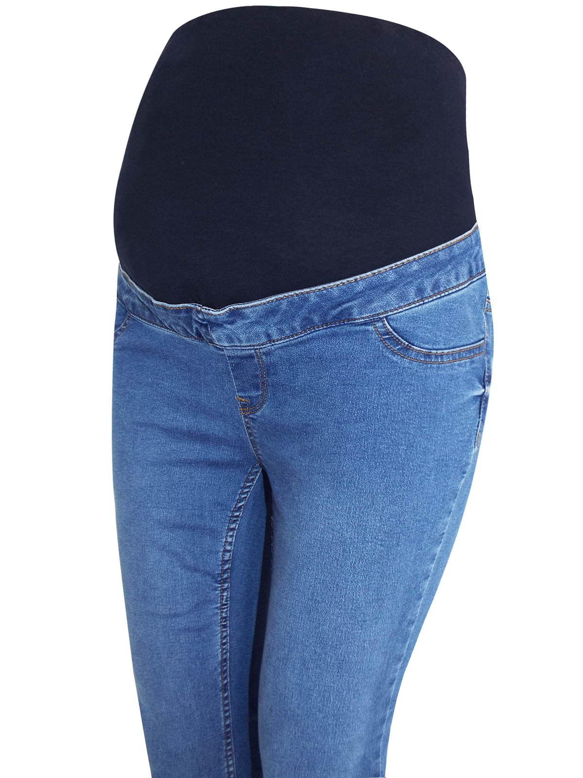 N3w L00k LIGHTDENIM Contrast Stitch Over Bump Maternity Jeggings