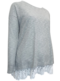 D.P3rkins GREY Ribbed Lace Trim Long Sleeve Maternity Top - Size 6 to 22 D.P3rkins GREY Ribbed Lace Trim Long Sleeve Maternity Top - Size 6 to 22