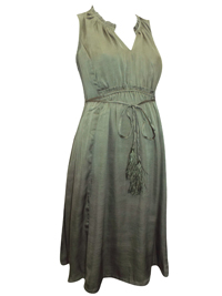 A Pea In The Pod KHAKI Sleeveless Satin Maternity Dress - Size 6/8 to 14/16 (Small to Large)