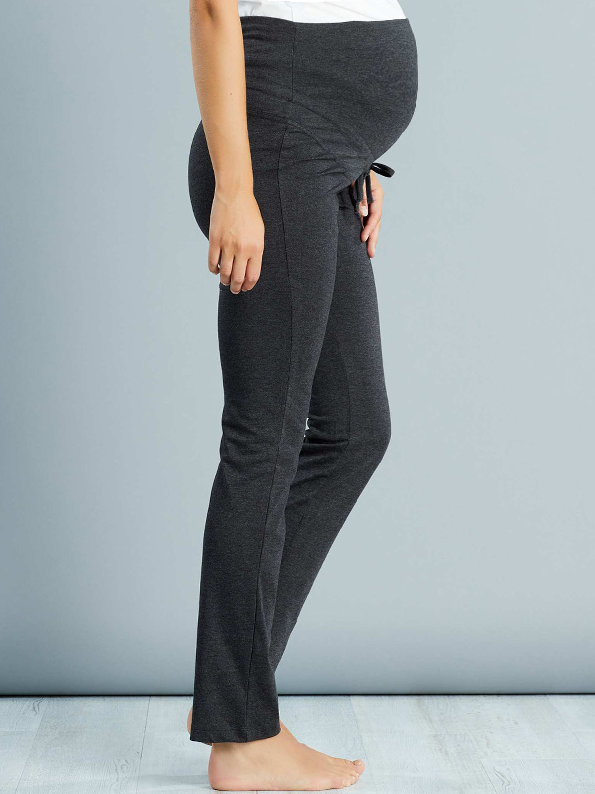 KIABI - - KIABI DARK-GREY Drawstring Waist Over Bump Maternity Trousers ...